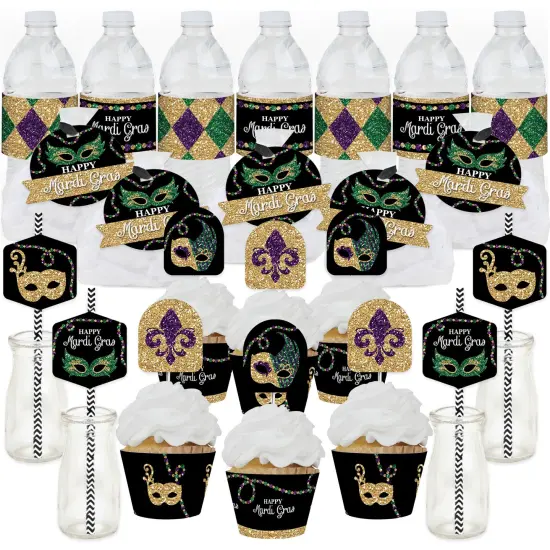 Big Dot of Happiness Mardi Gras - Masquerade Party Favors and Cupcake Kit - Fabulous Favor Party Pack - 100 Pieces {1}