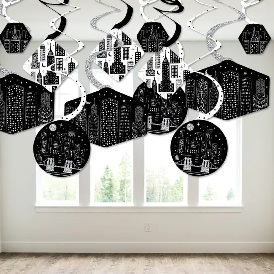 Big Dot of Happiness Nighttime City Skyline - New York Party Hanging Decor - Party Decoration Swirls - Set of 40 {4}
