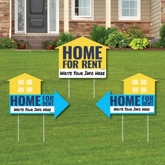 Big Dot of Happiness Home for Rent Signs - Yard Sign with Stakes - Double Sided Outdoor Lawn Sign - Set of 3 {1}