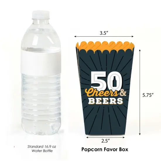 Big Dot of Happiness Cheers and Beers to 50 Years - 50th Birthday Party Favor Popcorn Treat Boxes - Set of 12 {3}