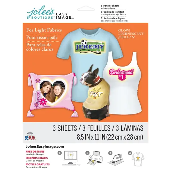 Jolee's Easy Image Transfer Sheets 8.5"X11" 3/Pkg-Glow-In-The-Dark For Light Fabrics {3}