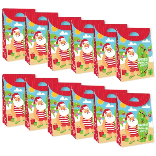 Big Dot of Happiness Tropical Christmas - Beach Santa Holiday Gift Favor Bags - Party Goodie Boxes - Set of 12 {6}