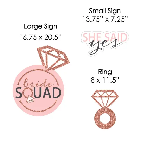 Big Dot of Happiness Bride Squad - Yard Sign and Outdoor Lawn Decorations - Rose Gold Bridal Shower or Bachelorette Party Yard Signs - Set of 8 {7}