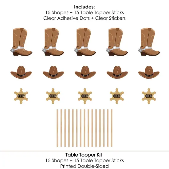 Big Dot of Happiness Western Hoedown - Wild West Cowboy Party Centerpiece Sticks - Table Toppers - Set of 15 {7}