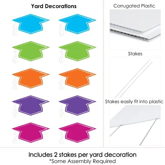 Big Dot of Happiness Hats Off Grad Graduation Lawn Decorations - 10 Piece {7}