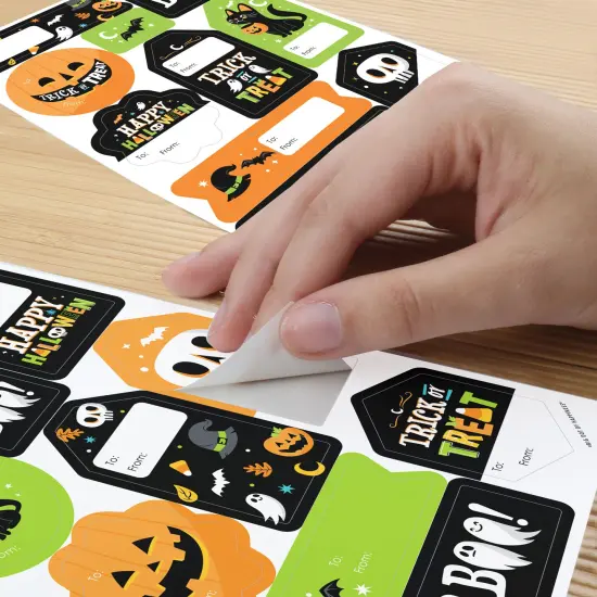 Big Dot of Happiness Jack-O'-Lantern Halloween - Assorted Kids Halloween Party Gift Tag Labels - To and From Stickers - 12 Sheets - 120 Stickers {6}