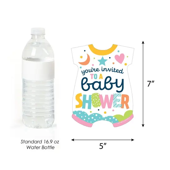 Big Dot of Happiness Colorful Baby Shower - Shaped Fill-In Invitations - Gender Neutral Party Invitation Cards with Envelopes - Set of 12 {7}