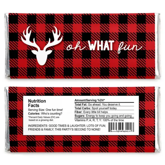 Big Dot of Happiness Prancing Plaid - Candy Bar Wrapper Christmas and Holiday Buffalo Plaid Party Favors - Set of 24 {3}