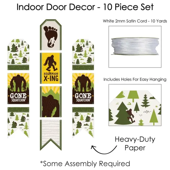 Big Dot of Happiness Sasquatch Crossing - Hanging Vertical Paper Door Banners - Bigfoot Party or Birthday Party Wall Decor Kit - Indoor Door Decor {6}
