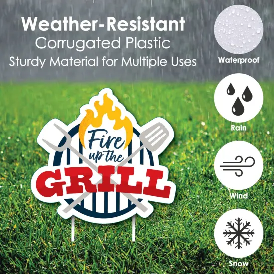 Big Dot of Happiness Fire Up the Grill - Yard Sign and Outdoor Lawn Decorations - Summer BBQ Picnic Party Yard Signs - Set of 8 {4}