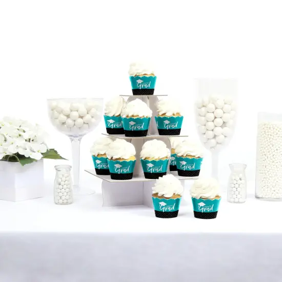 Big Dot of Happiness Teal Graduation Party Decorations - Party Cupcake Wrappers - Set of 12 {3}