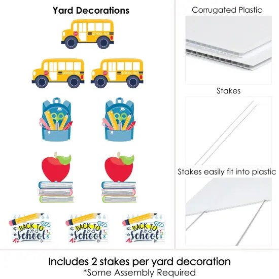 Big Dot of Happiness Back to School - Backpack, School Bus, Apple on Books Lawn Decor - Outdoor First Day of School Classroom Yard Decorations - 10 Pc {7}