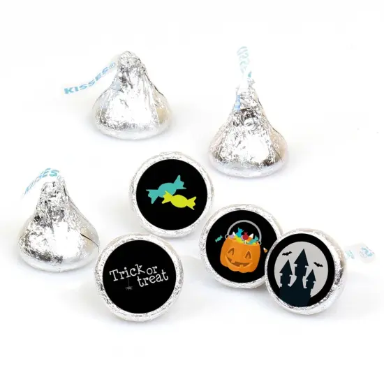 Big Dot of Happiness Trick or Treat - Round Candy Halloween Party Sticker Favors - Labels Fits Hershey&lsquo;s Kisses (1 sheet of 108) {1}