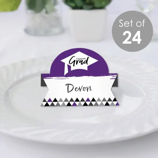 Big Dot of Happiness Purple Grad - Best is Yet to Come - Purple Graduation Party Tent Buffet Card - Table Setting Name Place Cards - Set of 24 {3}