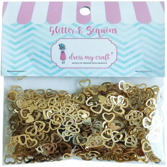 Dress My Craft Sequins 8gms-Golden Heart {1}