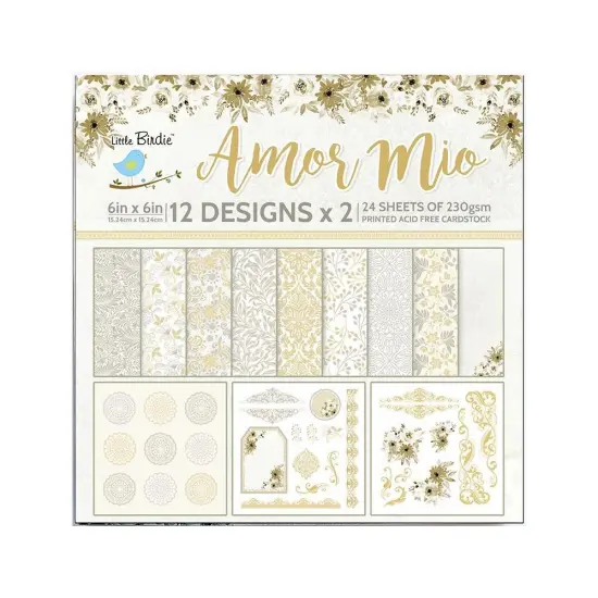 Little Birdie Cardstock 6"X6" 24/Pkg-Amor Mio {1}