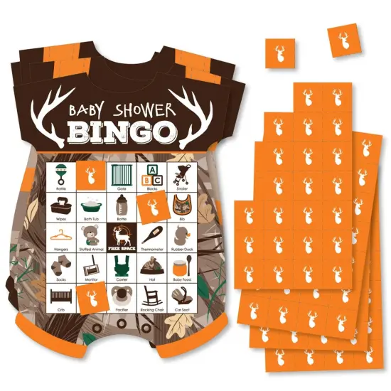 Big Dot of Happiness Gone Hunting - Picture Bingo Cards and Markers - Deer Hunting Camo Baby Shower Shaped Bingo Game - Set of 18 {1}