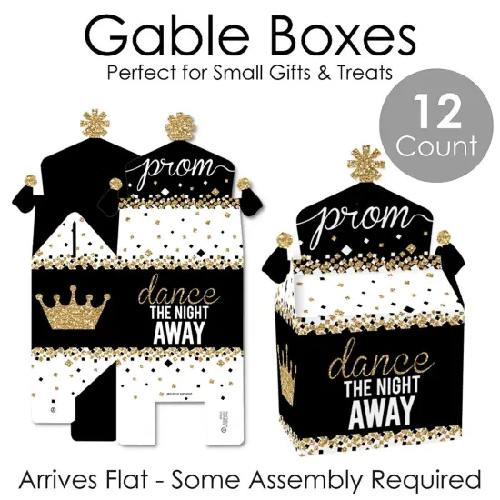 Big Dot of Happiness Prom - Treat Box Party Favors - Prom Night Party Goodie Gable Boxes - Set of 12 {7}