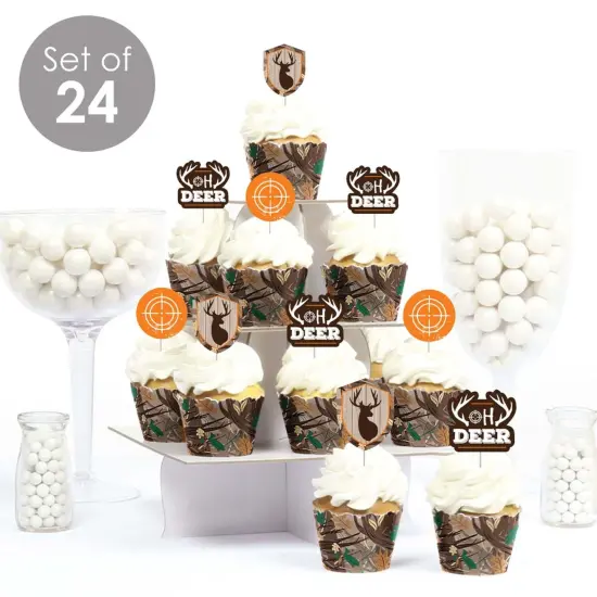 Big Dot of Happiness Gone Hunting - Cupcake Decor - Deer Hunting Camo Baby Shower or Birthday Party Cupcake Wrappers & Treat Picks Kit - Set of 24 {3}