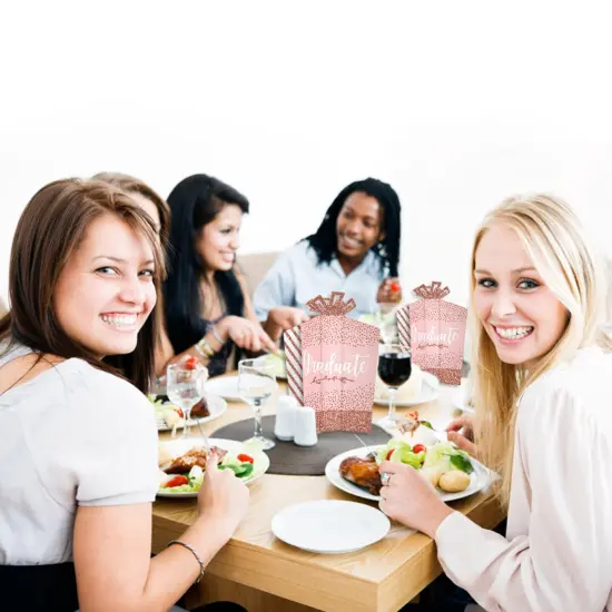 Big Dot of Happiness Rose Gold Grad - Table Decorations -Graduation Party Fold and Flare Centerpieces - 10 Count {7}