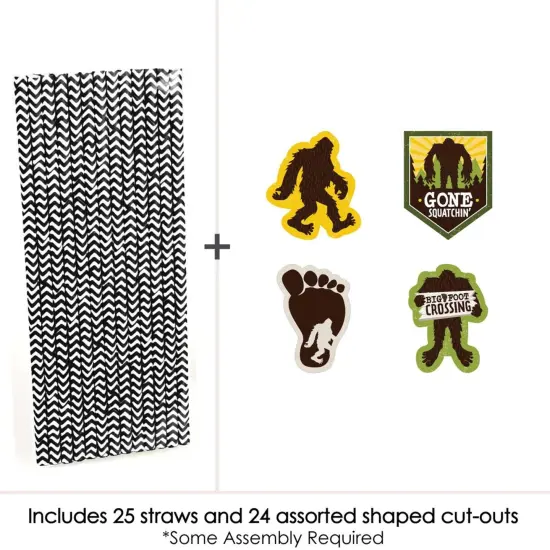 Big Dot of Happiness Sasquatch Crossing - Paper Straw Decor - Bigfoot Party or Birthday Party Striped Decorative Straws - Set of 24 {4}