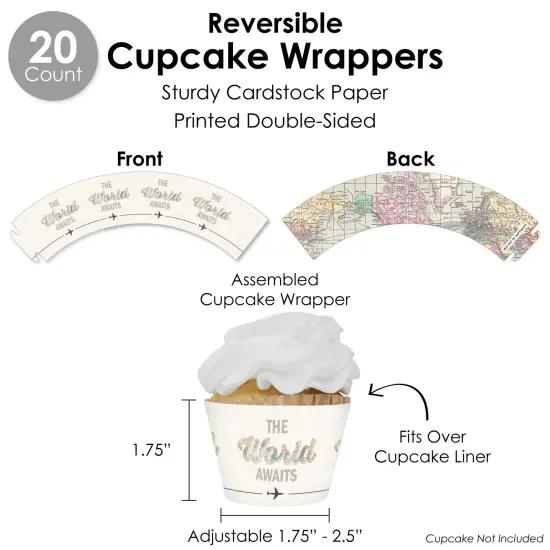 Big Dot of Happiness World Awaits - Travel Themed Party Favors and Cupcake Kit - Fabulous Favor Party Pack - 100 Pieces {6}