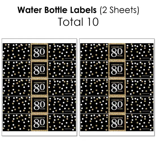 Big Dot of Happiness Adult 80th Birthday - Gold - Birthday Party Decorations - Beverage Bar Kit - 34 Pieces {7}