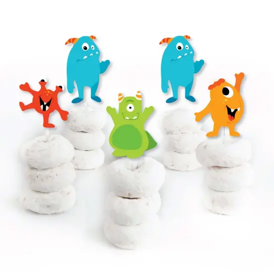 Big Dot of Happiness Monster Bash - Dessert Cupcake Toppers - Little Monster Birthday Party or Baby Shower Clear Treat Picks - Set of 24 {3}