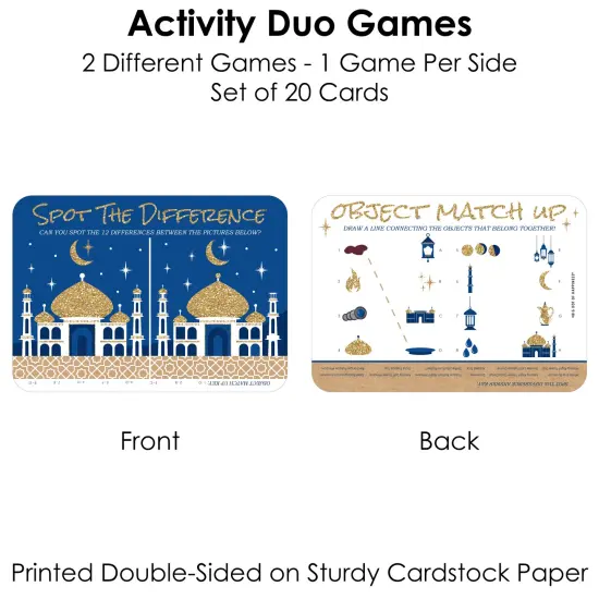 Big Dot of Happiness Ramadan - 2-in-1 Eid Mubarak Party Cards - Activity Duo Games - Set of 20 {6}