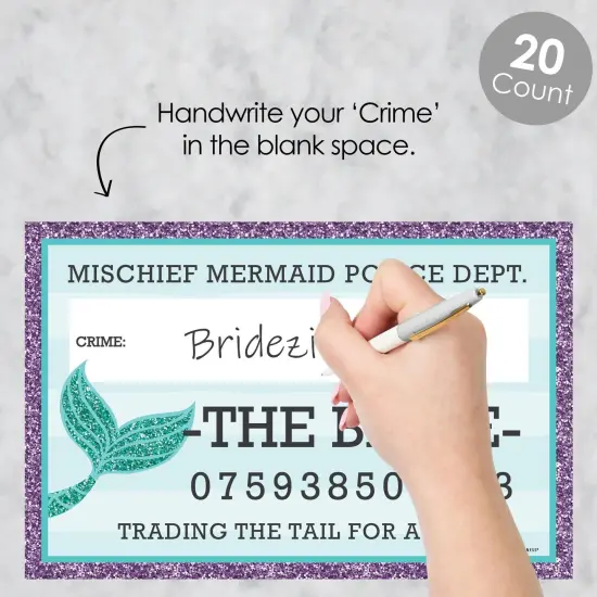 Big Dot of Happiness Trading The Tail For A Veil - Mermaid Bachelorette Party or Bridal Shower Mugshot Signs - Photo Booth Props Mug Shots - 20 Count {3}