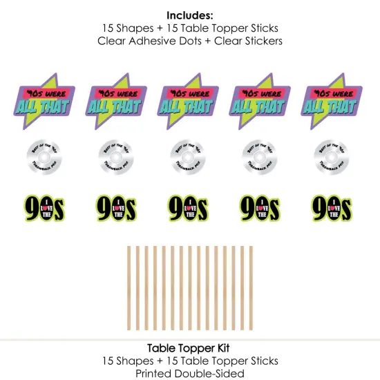 Big Dot of Happiness 90's Throwback - 1990s Party Centerpiece Sticks - Table Toppers - Set of 15 {7}