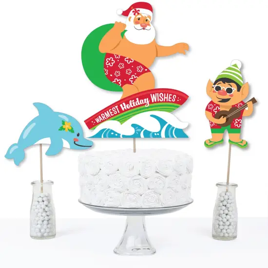 Big Dot of Happiness Tropical Christmas - Beach Santa Holiday Party Centerpiece Sticks - Table Toppers - Set of 15 {4}