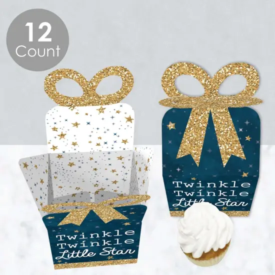 Big Dot of Happiness Twinkle Twinkle Little Star - Square Favor Gift Boxes - Baby Shower or Birthday Party Bow Boxes - Set of 12 {4}