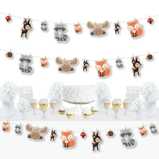 Big Dot of Happiness Woodland Creatures - Baby Shower or Birthday Party DIY Decorations - Clothespin Garland Banner - 44 Pieces {1}