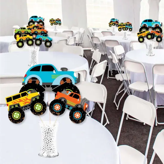 Big Dot of Happiness Smash and Crash - Monster Truck - Boy Birthday Party Centerpiece Sticks - Showstopper Table Toppers - 35 Pieces {3}