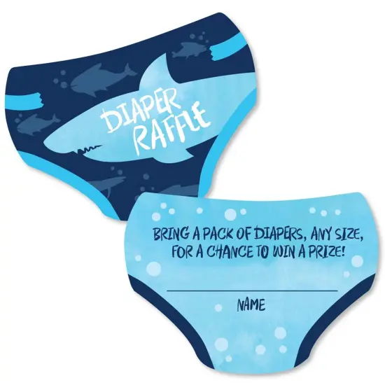 Big Dot of Happiness Shark Zone - Diaper Shaped Raffle Ticket Inserts - Jawsome Shark Baby Shower Activities - Diaper Raffle Game - Set of 24 {1}
