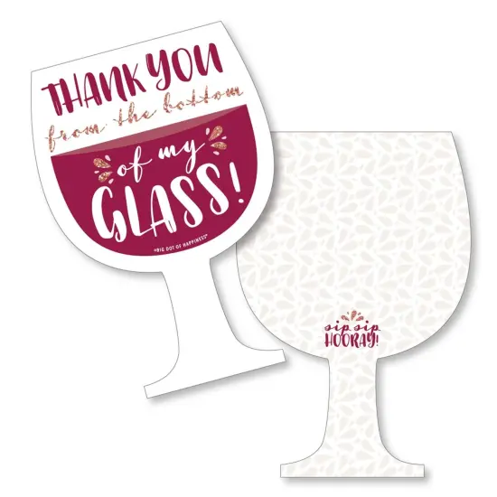 Big Dot of Happiness But First, Wine - Shaped Thank You Cards - Wine Tasting Party Thank You Note Cards with Envelopes - Set of 12 {1}
