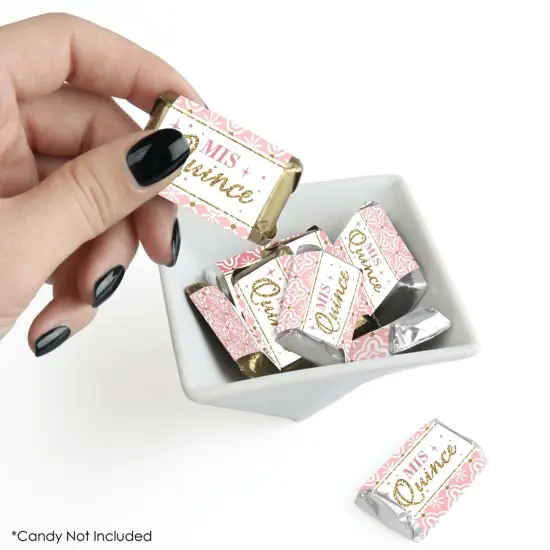 Big Dot of Happiness Mis Quince Anos - Mini Candy Bar Wrapper Stickers - Quinceanera Sweet 15 Birthday Party Small Favors - 40 Count {3}