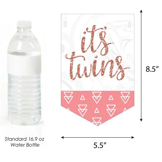 Big Dot of Happiness It's Twin Girls - Pink and Rose Gold Twins Baby Shower Bunting Banner - Party Decorations - Welcome Babies {3}