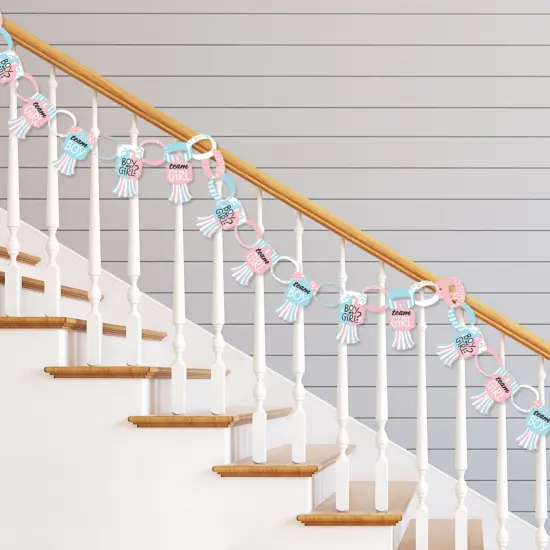 Big Dot of Happiness Baby Gender Reveal - 90 Chain Links and 30 Paper Tassels Decoration Kit - Team Boy or Girl Party Paper Chains Garland - 21 feet {3}