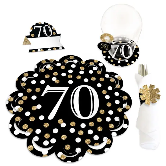 Big Dot of Happiness Adult 70th Birthday - Gold - Birthday Party Paper Charger and Table Decorations - Chargerific Kit - Place Setting for 8 {1}