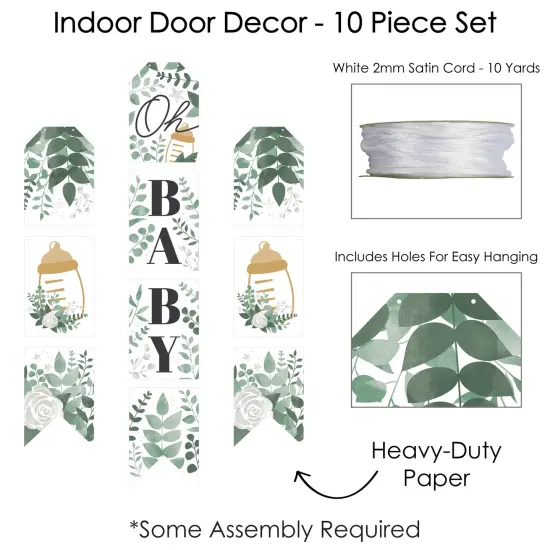 Big Dot of Happiness Boho Botanical Baby - Hanging Vertical Paper Door Banners - Greenery Baby Shower Wall Decoration Kit - Indoor Door Decor {6}
