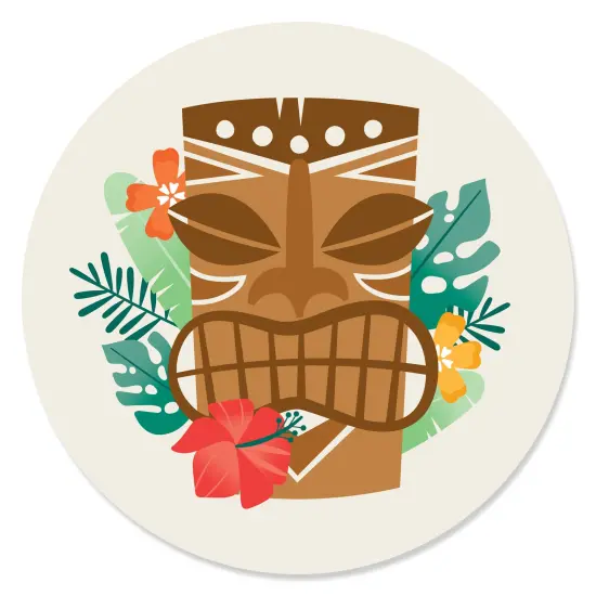 Big Dot of Happiness Tropical Luau - Hawaiian Beach Party Circle Sticker Labels - 24 Count {1}