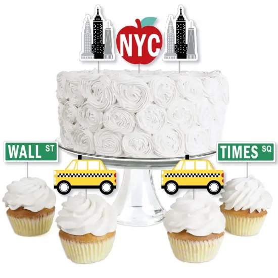 Big Dot of Happiness NYC Cityscape - Dessert Cupcake Toppers - New York City Party Clear Treat Picks - Set of 24 {1}