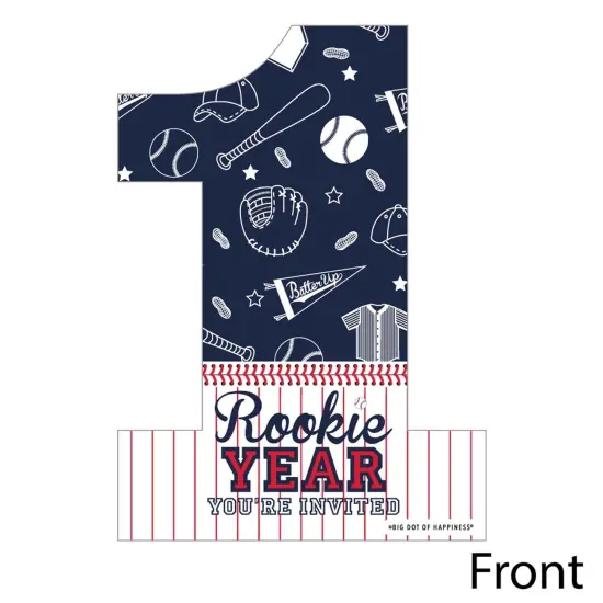 Big Dot of Happiness 1st Birthday Batter Up - Baseball - Shaped Fill-in Invitations - First Birthday Party Invitation Cards with Envelopes - Set of 12 {3}