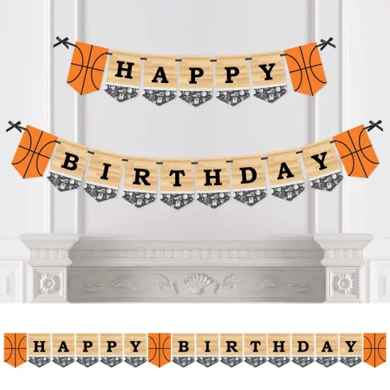 Big Dot of Happiness Nothin' but Net - Basketball - Birthday Party Bunting Banner - Sports Party Decorations - Happy Birthday {1}