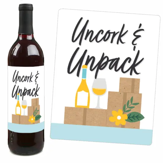 Big Dot of Happiness Welcome Home Housewarming - New Sweet Home Decorations for Women and Men - Wine Bottle Label Stickers - Set of 4 {4}