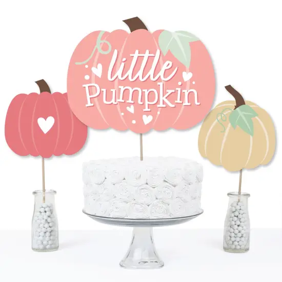 Big Dot of Happiness Girl Little Pumpkin - Fall Birthday Party or Baby Shower Centerpiece Sticks - Table Toppers - Set of 15 {4}
