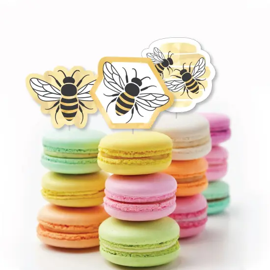 Big Dot of Happiness Little Bumblebee - Dessert Cupcake Toppers - Bee Baby Shower or Birthday Party Clear Treat Picks - Set of 24 {6}