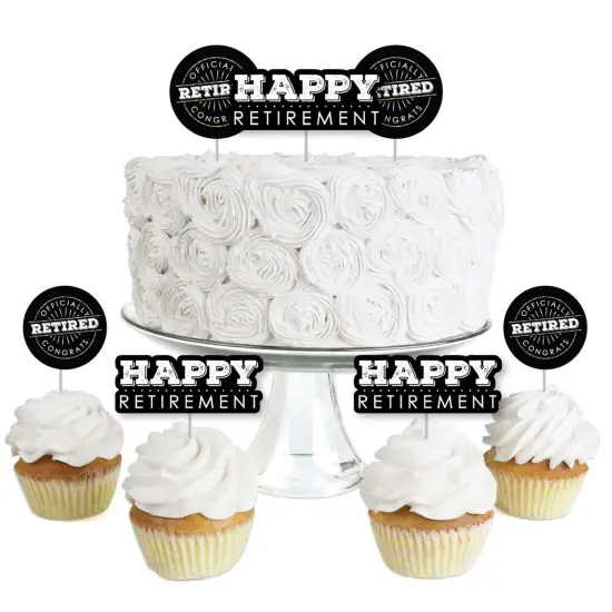 Big Dot of Happiness Happy Retirement - Dessert Cupcake Toppers - Retirement Party Clear Treat Picks - Set of 24 {1}